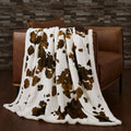 Indigo Hill By Hiend Accents Elsa Sherpa Cow Print Blanket, Brown Cowhide Pattern Rustic Western Throw Blankets For Camping Outd
