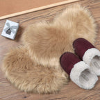 Mudder 2 Pieces Heart Shaped Rug Faux Room Fluffy Carpet Heart Shaped Door Mat For Room Bedroom, 12 X 16 Inch(Khaki)