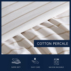 Nautica - Twin Sheets, Premium Cotton Percale Bedding Set, Striped Bedding Set, Oeko-Tex Certified (Merrick Stripe Beige, Twin)