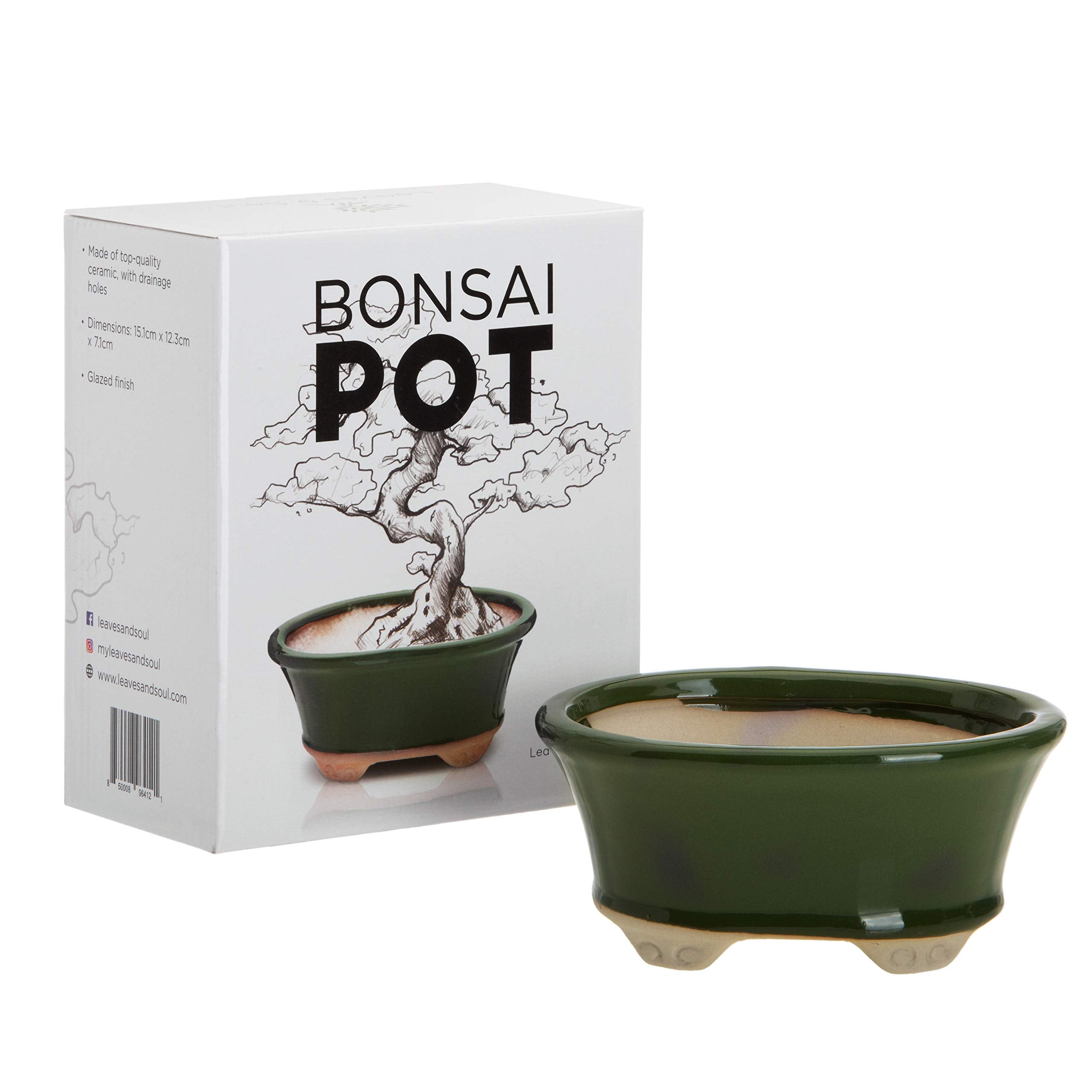 Glazed Ceramic Bonsai Pot - Decorative Planter For Dwarf Trees, Succulents, And Small Plants - Perfect For Indoor And Outdoor Ga