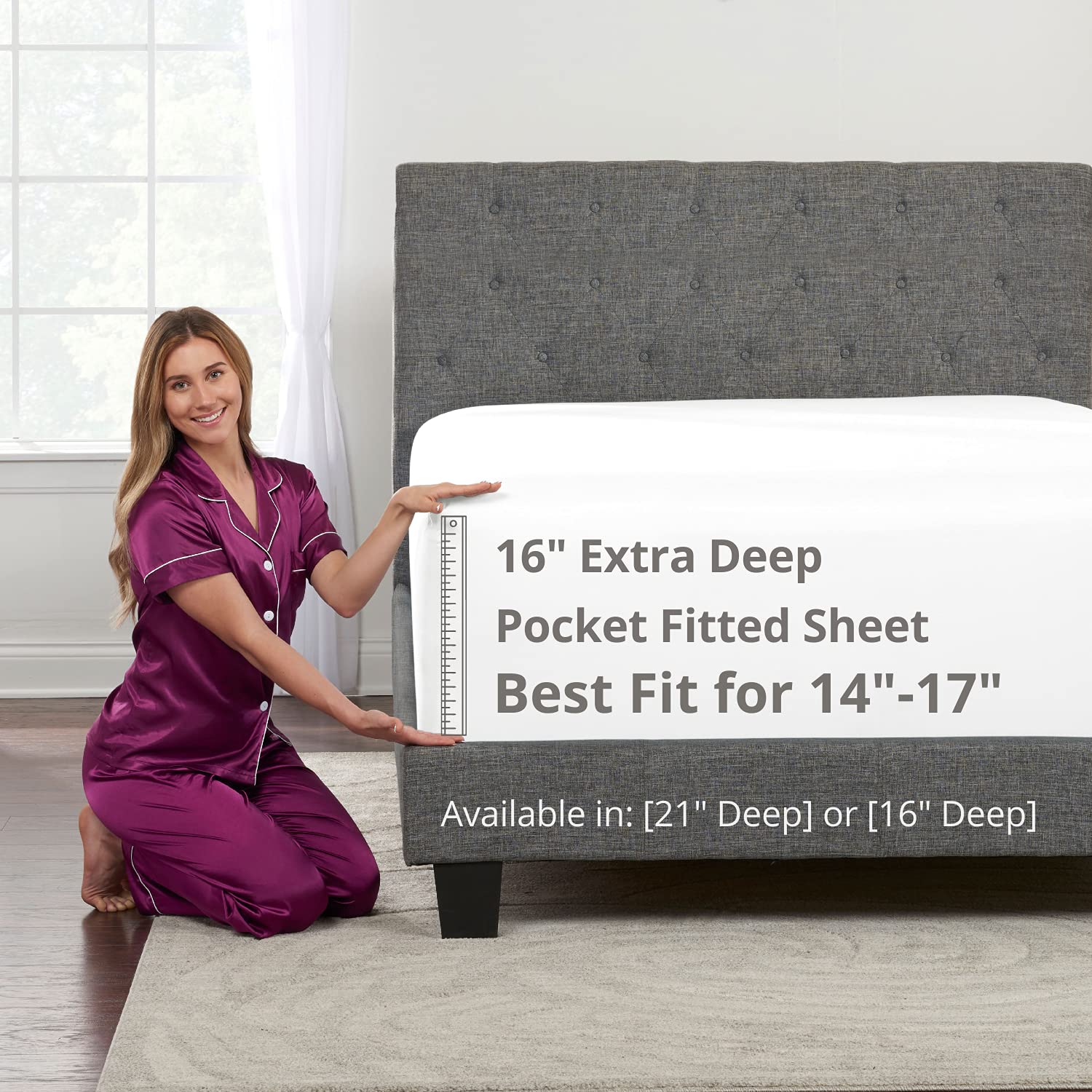 Full Size Fitted Sheets Only - Real 16    Inch Deep Pocket Full Fitted Sheet - Best Fit For 14    - 18    Deep Pocket Mattresses