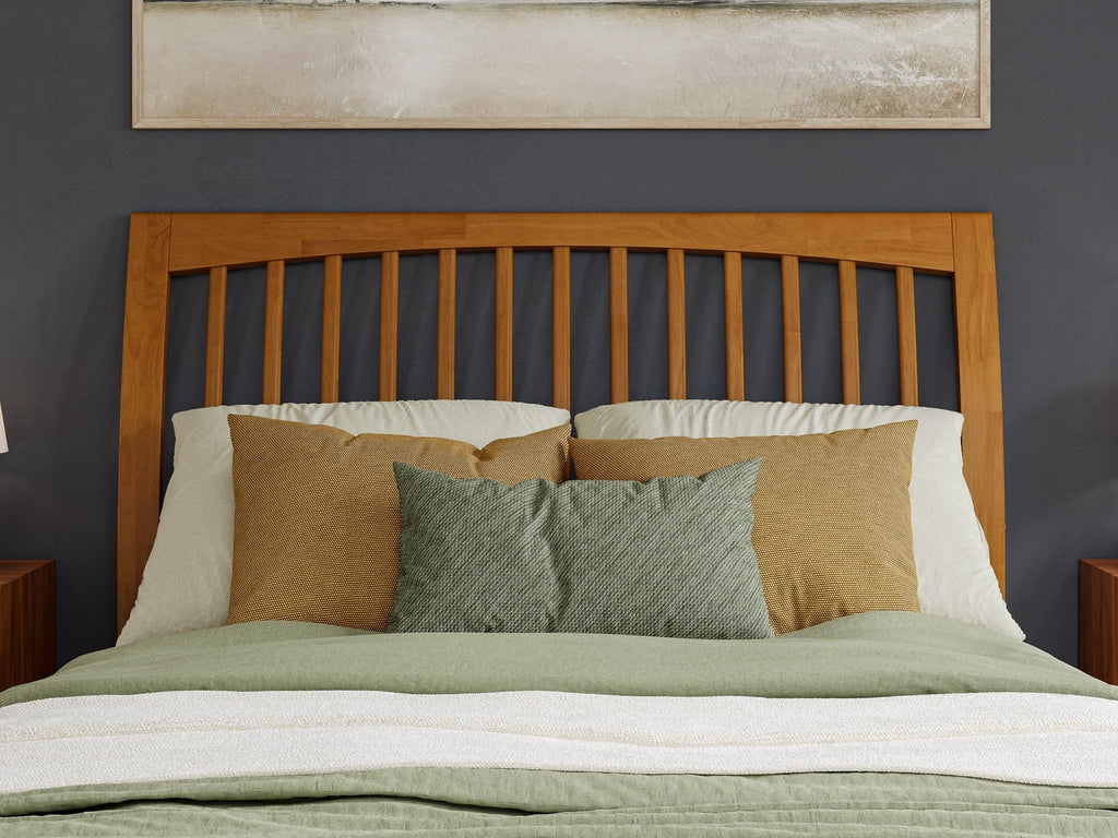 Afi, Orleans Queen Solid Wood Low Profile Sleigh Platform Bed, Light Toffee