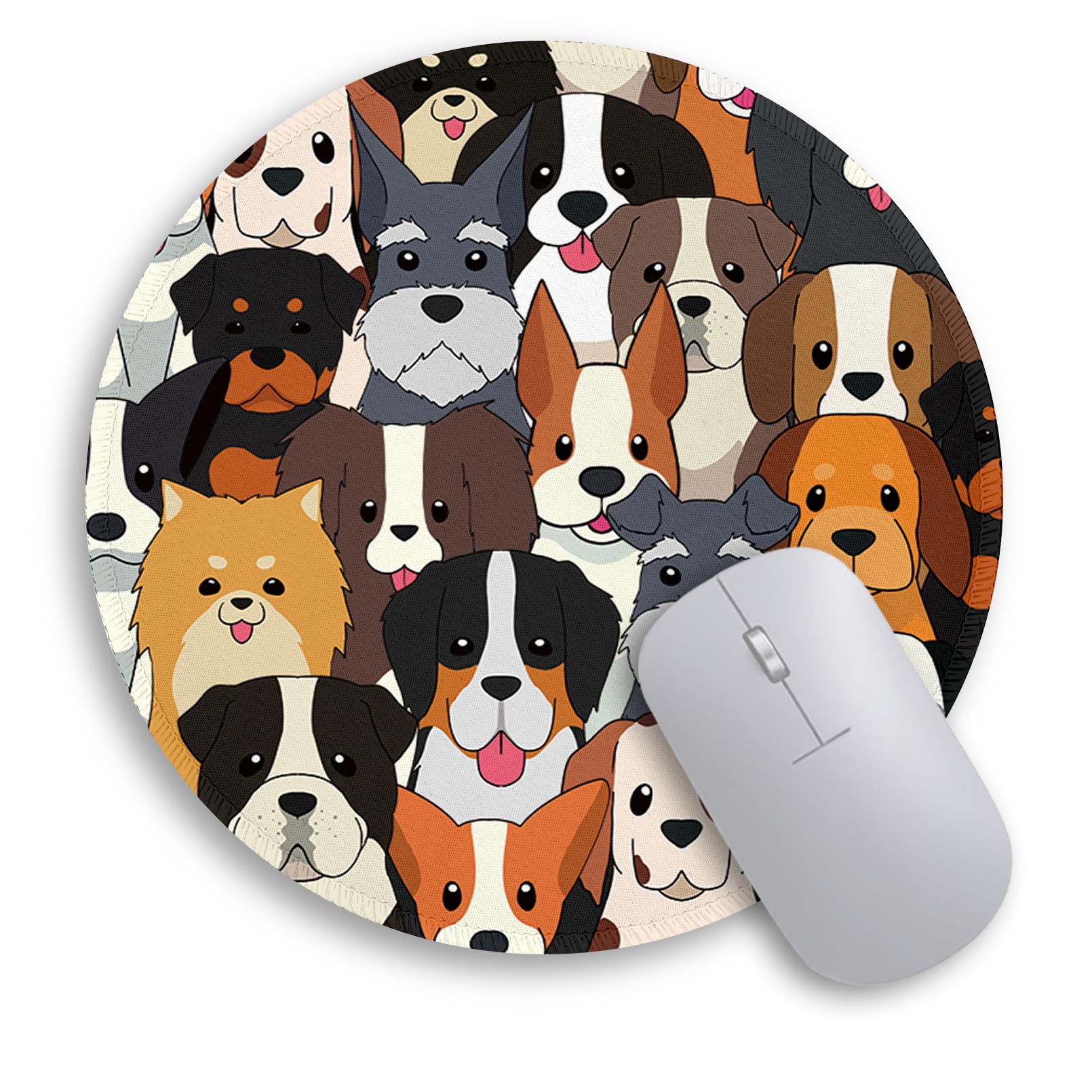 Immaturus Dog Mouse Pad, Cute Small Mouse Pads For Desk, Round Travel Mousepad For Wireless Mouse Gaming Work Laptop, Puppy Mini