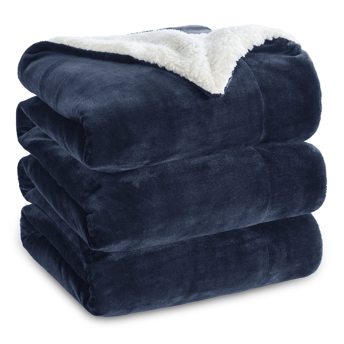 Bedsure Sherpa Fleece Queen Size Blankets For Bed - Thick And Warm Blankets For Winter, Soft And Fuzzy Blanket Queen Size, Navy,