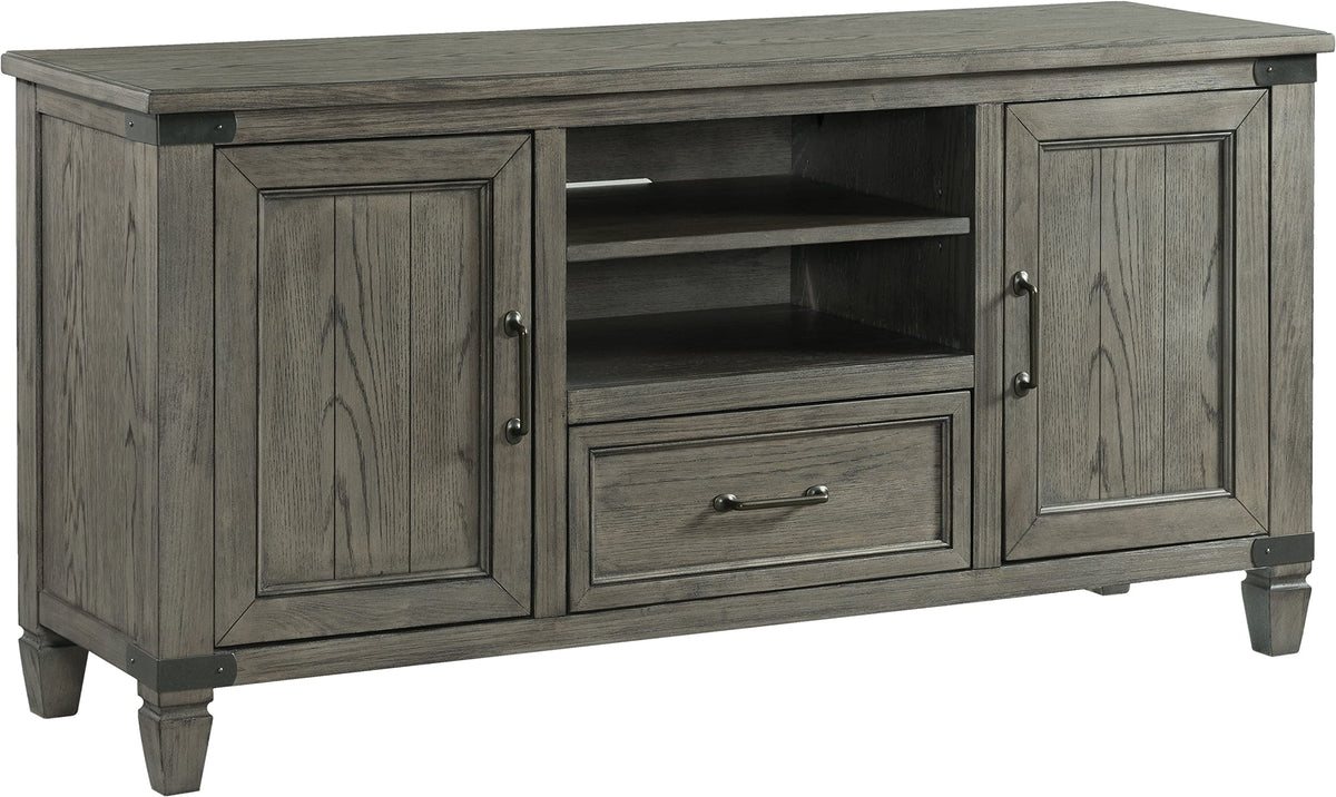 Intercon Foundry Media Console with 2 Shelves, 2 Cabinets, and Shelf, Brushed Pewter, 60&quot; Width TV Stands