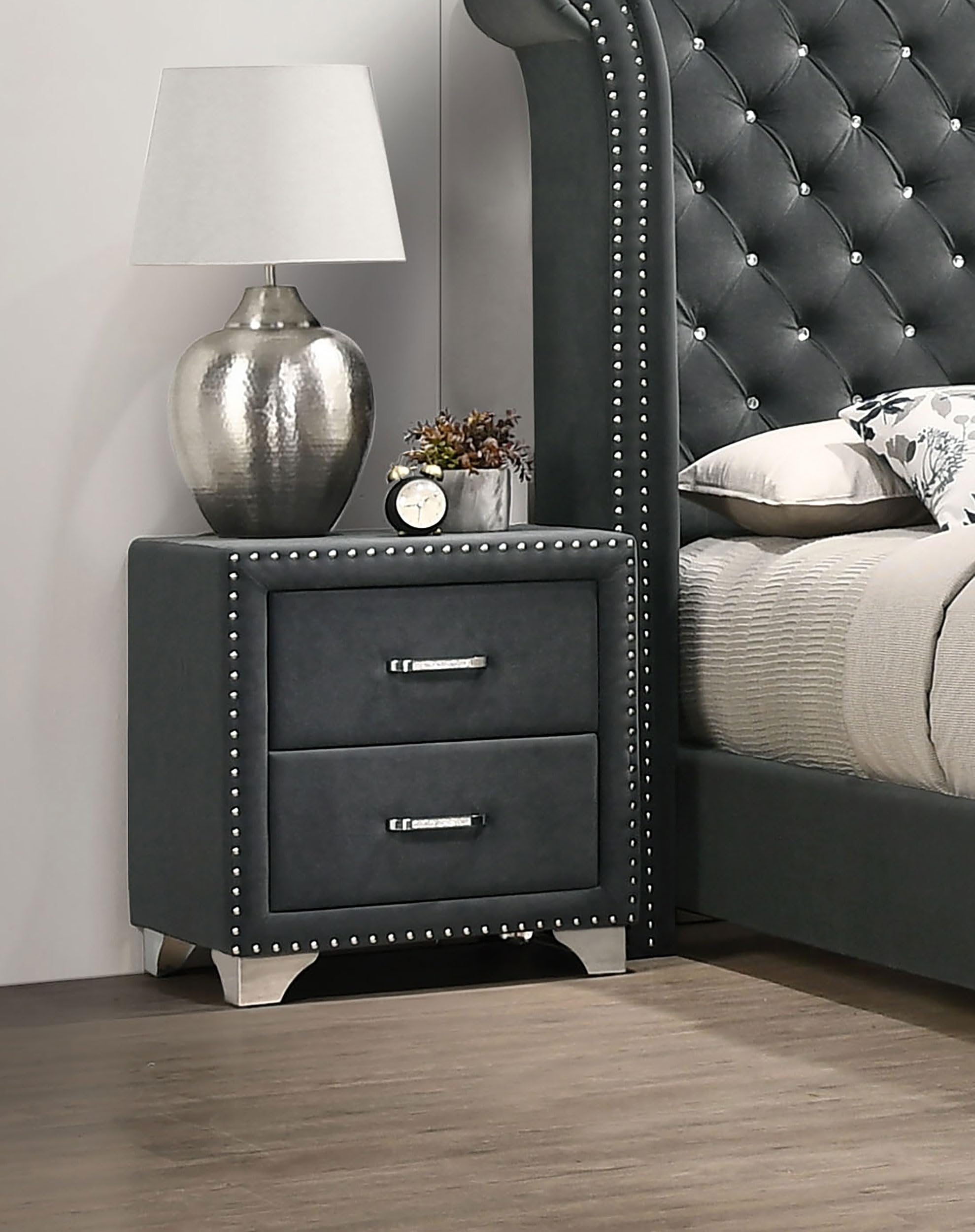 Coaster Home Furnishings Melody Modern Classic Wood 2-Drawer Bedroom Nightstand Bedside Table Organizer Unit Grey 223382