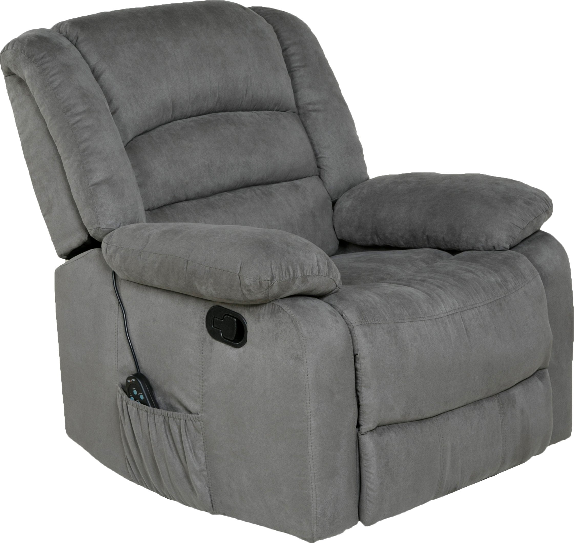 Relaxzen Longstreet Rocker Recliner with Massage, Heat and Dual USB ports, 38.5D x 36W x 39.5H in, Gray