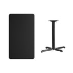Flash Furniture Stiles 24'' x 42'' Rectangular Black Laminate Table Top with 23.5'' x 29.5'' Table Height Base