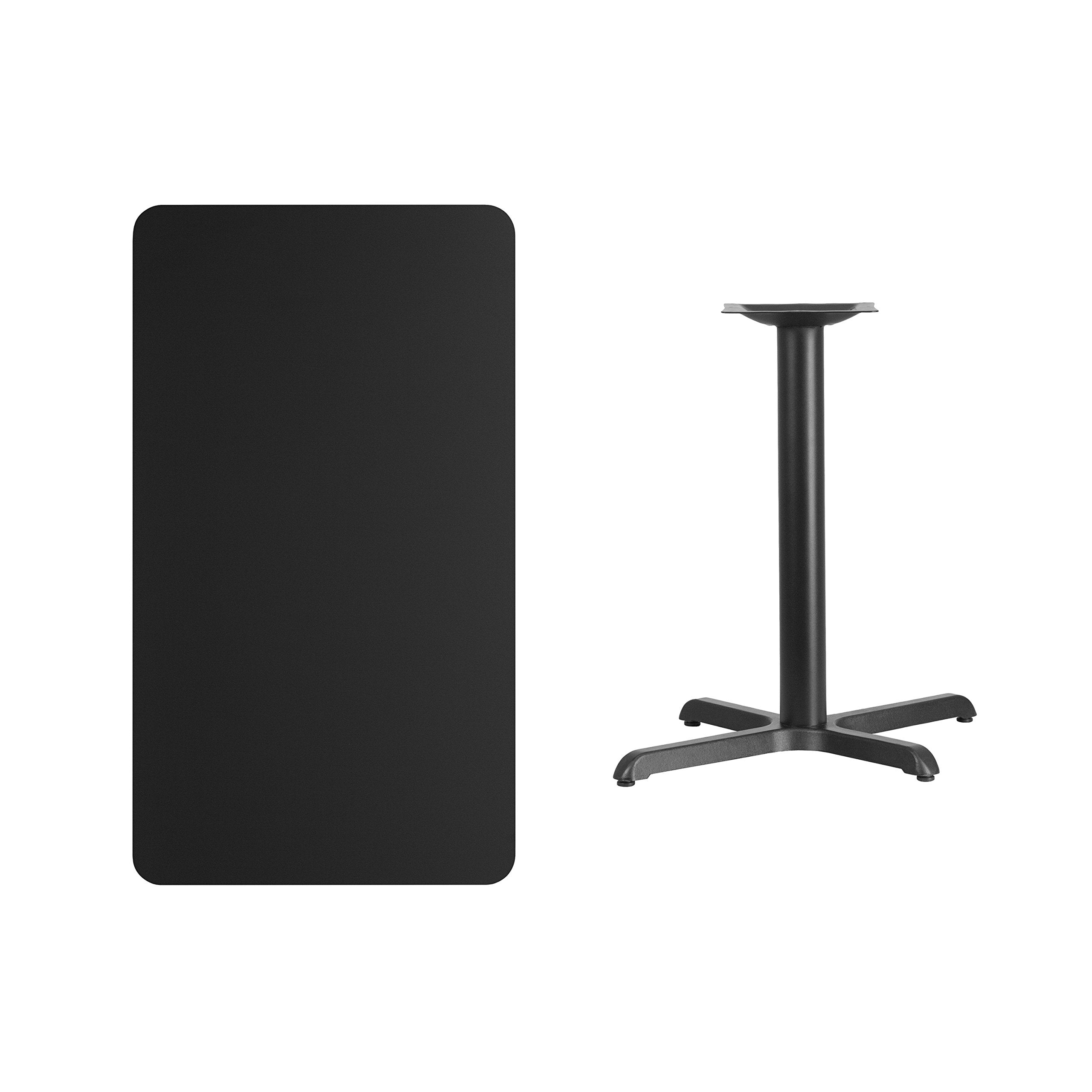 Flash Furniture Stiles 24'' x 42'' Rectangular Black Laminate Table Top with 23.5'' x 29.5'' Table Height Base
