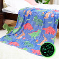 Imuku Dinosaur Blanket Glow In The Dark Blankets For Boys Kids Dinosaur Gifts Toys Cute Dino Decor Red Green Throw Blanket