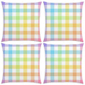 Pudodo Easter Buffalo Plaid Check Throw Pillow Covers 18X18 Set Of 4 Spring Holiday Party Decoration For Home Bed Couch Sofa (18