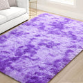 EVOIONOS 4x6 Feet Area Rug for Living Room, Tie-Dyed Purple Fluffy Plush Rugs for Bedroom, Shaggy Fuzzy Super Soft Carpet for Ki