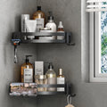 VOLPONE Corner Shower Caddy with Razor Holder Adhesive Shower Shelf Corner No Drilling Bathroom Shower Organizer Storage Rack (2