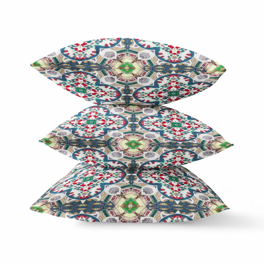 HomeRoots Green Red White Green White Cloverleaf Boho Suede Throw Pillow