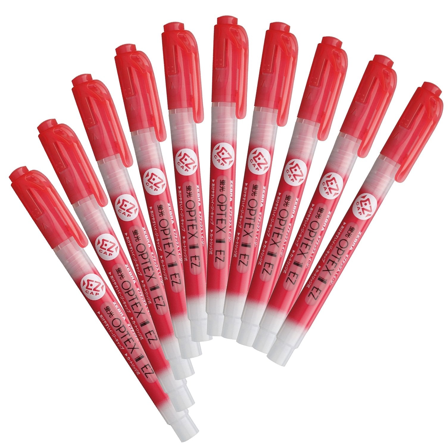 Zebra B-Wks11-R Optex 1 Ez Highlighter, Red, 10 Pieces