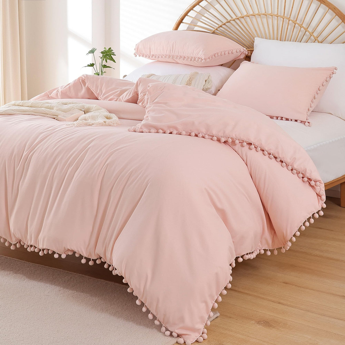 Yirddeo Full Size Comforter Sets - Full Size Comforter With Ball Pom Fringe, Soft Bedding Set For All Seasons - 3 Pieces, 1 Comf