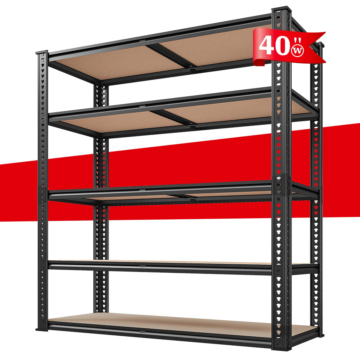 REIBII 2500LBS Garage Shelving 72''H Storage Shelves Heavy Duty Shelving 5 Tier Metal Shelves for Garage Shelves Adjustable Shel