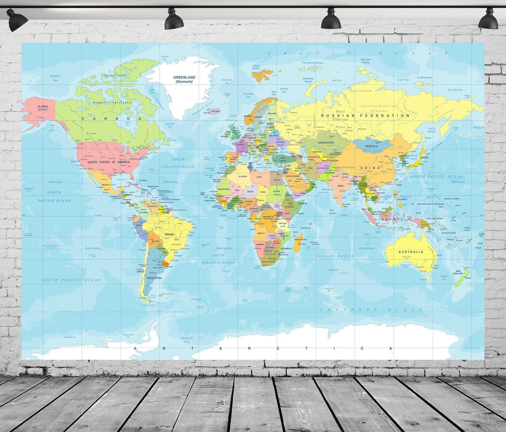 Corfoto 5X3Ft World Map Backdrop Adventure Begins Travel Boys Baby Shower Party Decorations Map Backdrops Around World Adventure