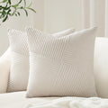 Topfinel Cream White Decorative Neutral Throw Pillow Covers 18X18 Inch For Couch Sofa Bed, Soft Corduroy Striped Patchwork Windm