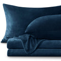 Bedelite Flannel Sheets Queen Size Navy - Super Soft Fleece Sheets Set Fluffy Extra Plush, 4 Piece(Include Fitted Sheet, Flat Sh