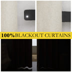 Nicetown 100% Blackout Natural Linen Curtains 95 Inches Length For Dining Room, 2 Panels Set, 52' Wide, Farmhouse Style Room Warming Window Draperies With Thermal Insulated Liners For Winter