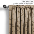 Elrene Home Fashions Mia Jacquard Scroll Blackout Window Curtain, 52'' X 95'' (1 Panel), Taupe