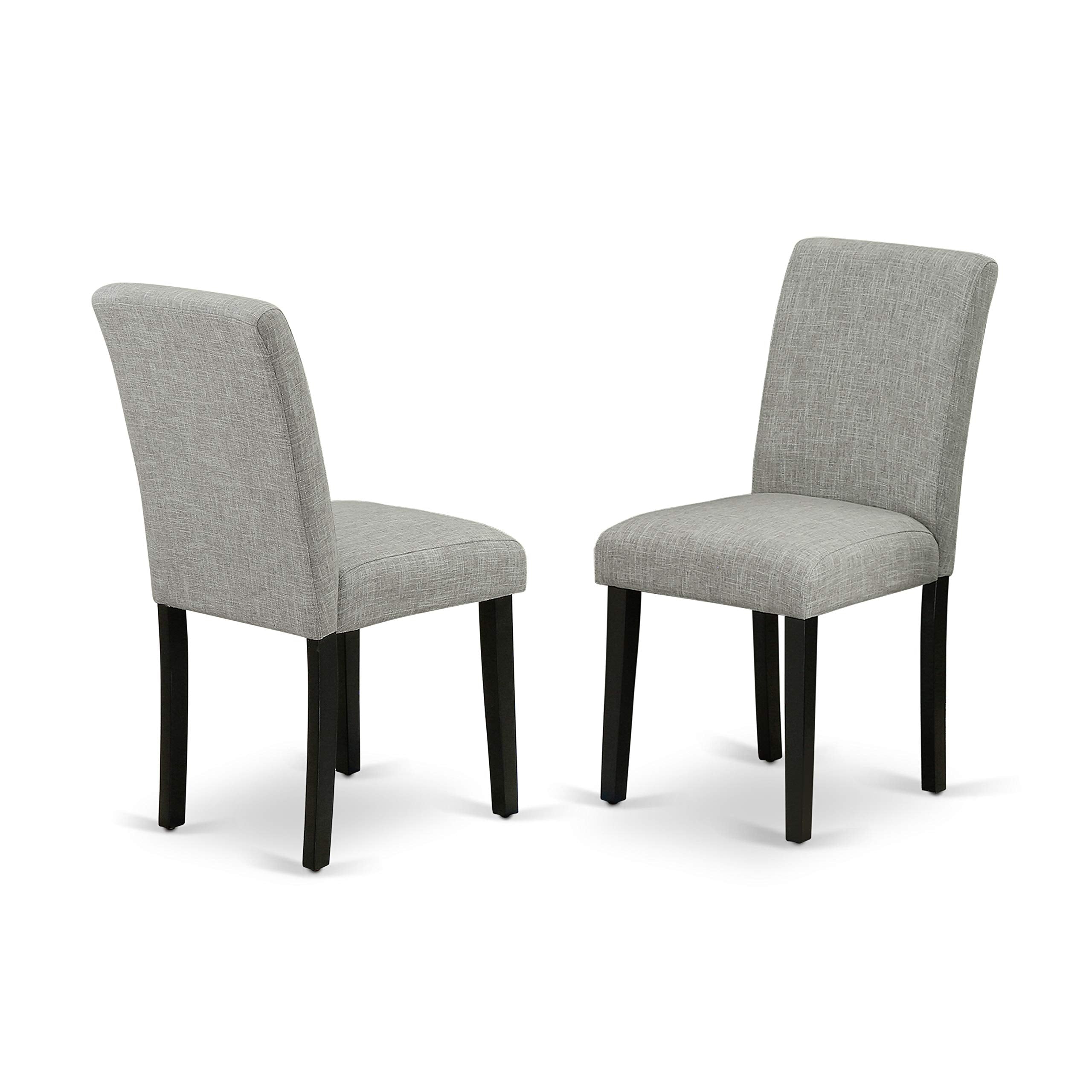 East West Furniture Noab5-Blk-06 5 Piece Dining Set Includes A Rectangle Dining Room Table With Butterfly Leaf And 4 Shitake Linen Fabric Upholstered Parson Chairs, 32X54 Inch, Black