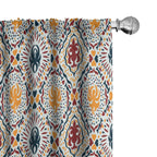 Ambesonne Boho Window Curtains Pack of 2, Chevrons Strips and Dots with Hearts Vintage Like Print, Lightweight Set with Rod Pock