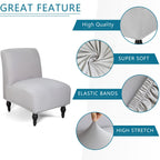 Liykimt Armless Accent Chair Cover Slipcover,Slipper Chair Stretch Spandex Removable For Armless Chair Furniture Protector Covers For Living Dining Room Hotel (Light Gray, 1)