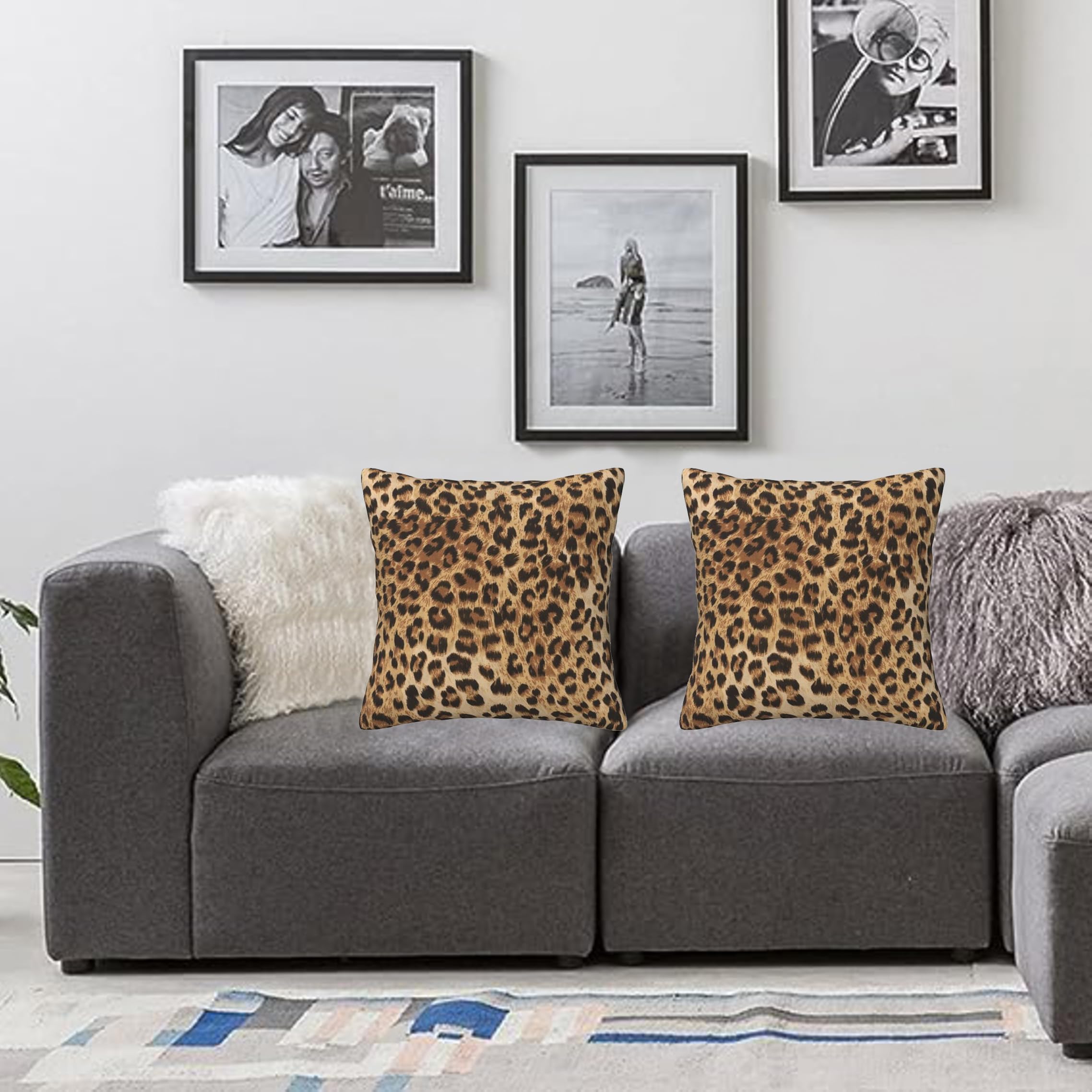 Leopard Pillow Covers 18X18 In Couch Pillow Case Sets Of 2 Modern Decorative Square Throw Pillows For Home Living Room Bedroom B
