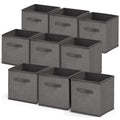 Nestl Foldable 9 Cube Storage Organizer Bins - Fabric Baskets With Handles - 11-Inch Grey Closet Bins for Bedroom, Playroom and 