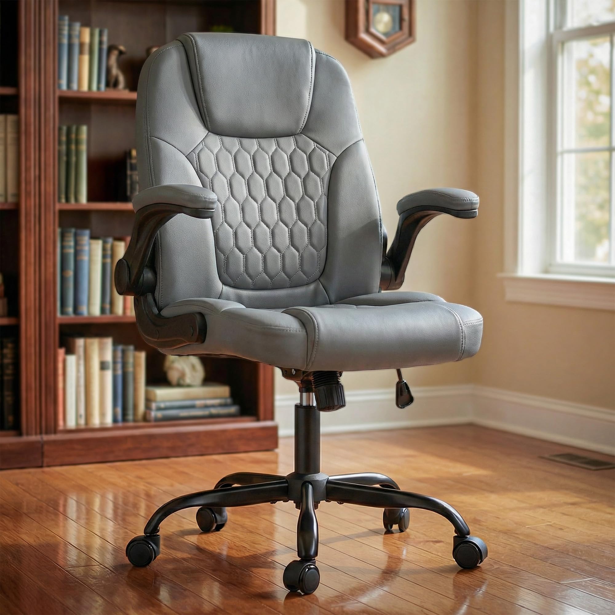 Drogo Aurum Ergonomic Office Chair For Work From Home | Computer Chair For Study | Pu Leather Executive Boss Chair With FlipUp 
