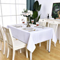 Kaipho White Rectangle Tablecloth Waterproof Stain Resistant Wrinkle Free Table Cloth 210Gsm Polyester Wipeable Table Cover For