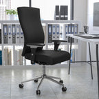 Flash Furniture HERCULES Series 24/7 Intensive Use 300 lb. Rated Black LeatherSoft Multifunction Ergonomic Office Chair with Seat Slider