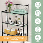 Mallboo Over The Toilet Storage Rack,Metal 3-Tier Over Toilet Organizer Shelf,Freestanding Above Toilet Shelf For Bathroom, Laundry(Black)