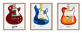 Poster Master 3-Piece Vintage Music Poster - Retro Instrument Print - Gift for Artist, Friend - Electric Guitar, Musician Art - 