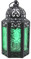 Small Black Metal Decorative Moroccan Lantern Candle Holder Lamp - Indoor/Outdoor, Home Decor, Patio, Halloween, Weddings, Chris