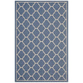 Modway Avena Moroccan Quatrefoil Trellis 5X8 Indoor And Outdoor In Blue And Beige