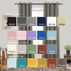 Mrs.Naturall Taupe Grommet Blackout Curtains For Bedroom 52X96 Inches Long