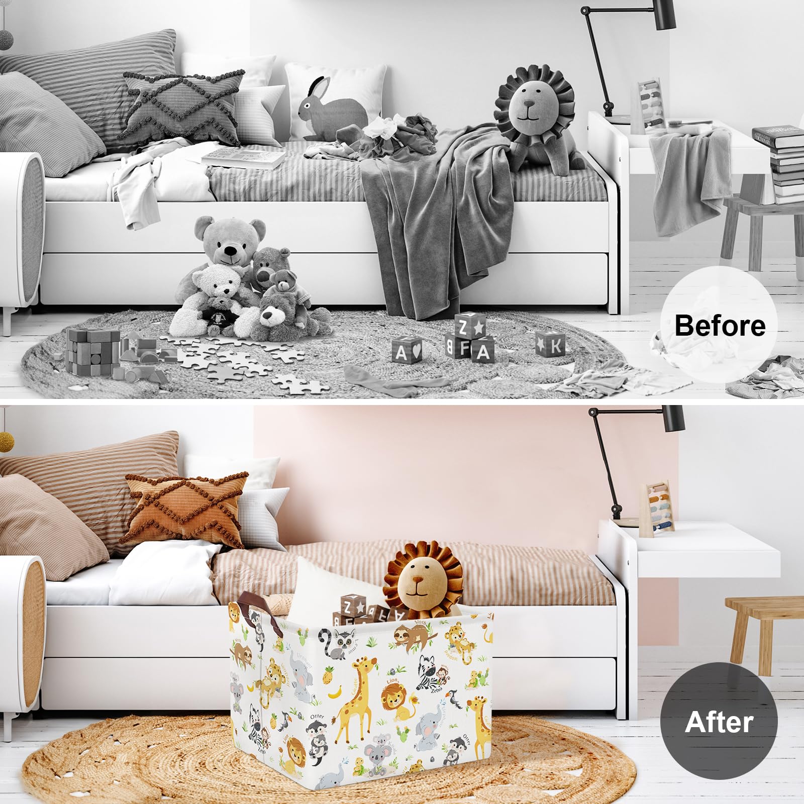 Clastyle Rectangular Baby Storage Basket Large Collapsible Kid Toy Bin Nursery Classroom Books Shelf Basket Shower Towel Gift Ba