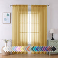 Aiyufeng Gold Sheer Curtain 90 Inches Long 2 Panels Set, Light Filtering Gold Window Curtain Drapes Treatment for Kitchen, Bedro