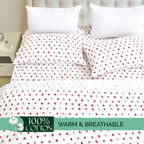 Elegant Comfort Ultra Soft 4-Piece 100% Turkish Cotton Flannel Sheet Set - Holiday Christmas Flannel Sheets, Warm And Cozy Premium Quality, Deep Pocket Fitted Sheet- Twin, Red Stars