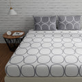 Huesland By Ahmedabad Cotton 144 Tc Cotton Bedsheet For Double Bed Cotton With 2 Pillow Covers  White & Grey