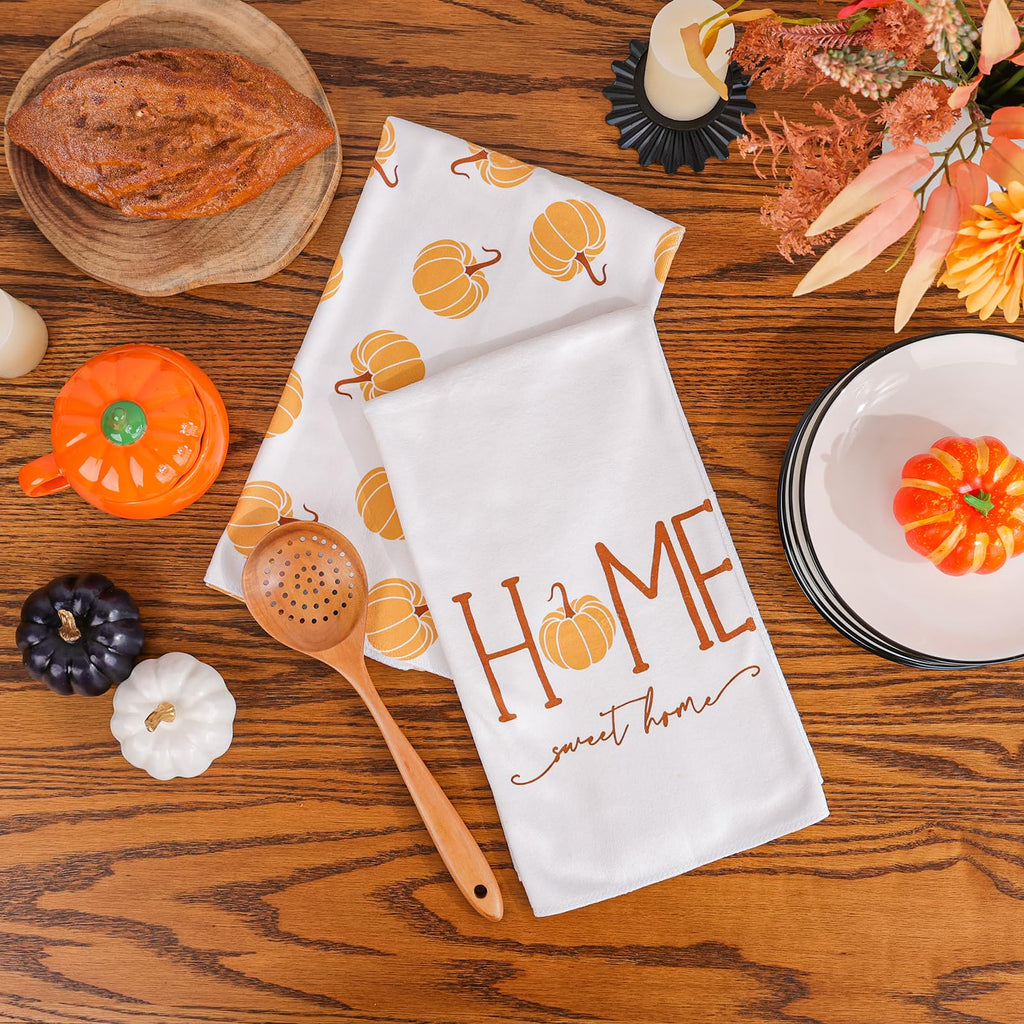 Siilues Fall Kitchen Towels 18X26 Inch, Fall Decor Pumpkin Fall Decorations For Home Sweet Home Dish Towels Seasonal Thanksgivin