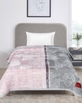 Petals Dreams Blanket Single Bed for Moderate Winter, 750 GSM, Cloudy Mink Blanket (160x220 cm) (Pink & Grey)