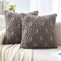Miulee Dark Grey Throw Pillow Covers 20X20 Inch, Soft Plush Faux Wool Couch Pillow Covers Set Of 2 Decorative Farmhouse Boho Thr