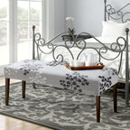 Fuloon Stretch Dining Bench Cover, Anti-Dust Removable Bench Slipcover Washable Print Bench Seat Protector Cover For Living Room, Bedroom, Kitchen (Gray-Black)
