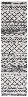 Safavieh Arizona Shag Collection Runner Rug - 23 x 8, Ivory & Black, Moroccan Design, Non-Shedding & Easy Care, 1.6-inch Thick