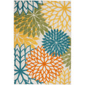 Nourison Aloha Indoor/Outdoor Floral Turquoise Multicolor 5'3' X 7'5' Area Rug, (5' X 8')