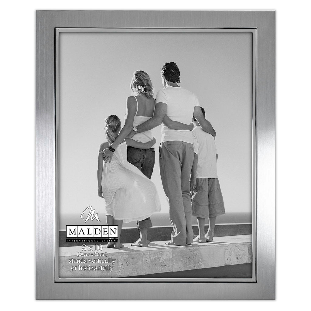 Malden International Designs Uptown Matte Silver with Silver Fashion Metal Frame, 8x10, Silver